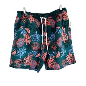 Amazon Essentials Men’s 9" Quick‑Dry Swim Trunk NWT Coral Orange Green Size XL